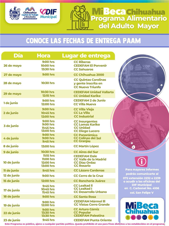 PAAM 2026: fechas y horarios de entrega en Chihuahua del 26 de mayo al 23 de junio