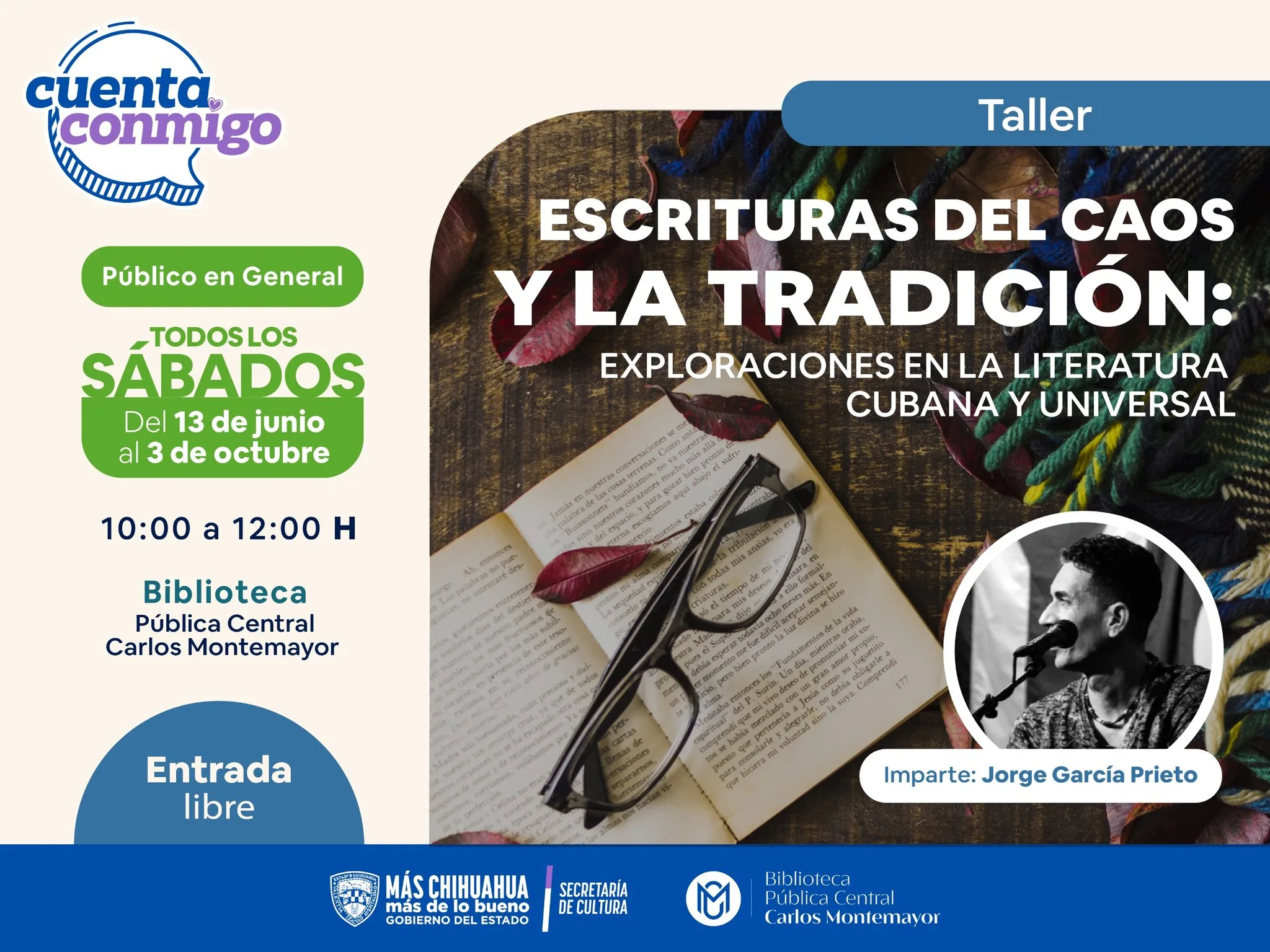 Secretaría de Cultura abre taller literario sobre literatura cubana y universal en Chihuahua