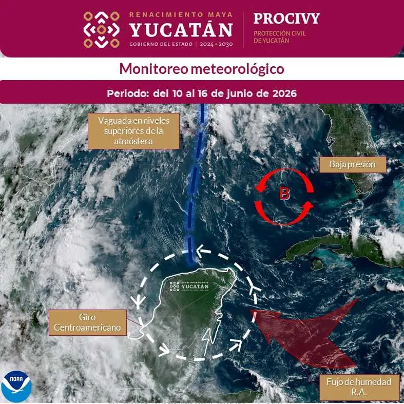 Procivy alerta sobre aumento gradual de lluvias en Yucatán a partir del 10 de junio