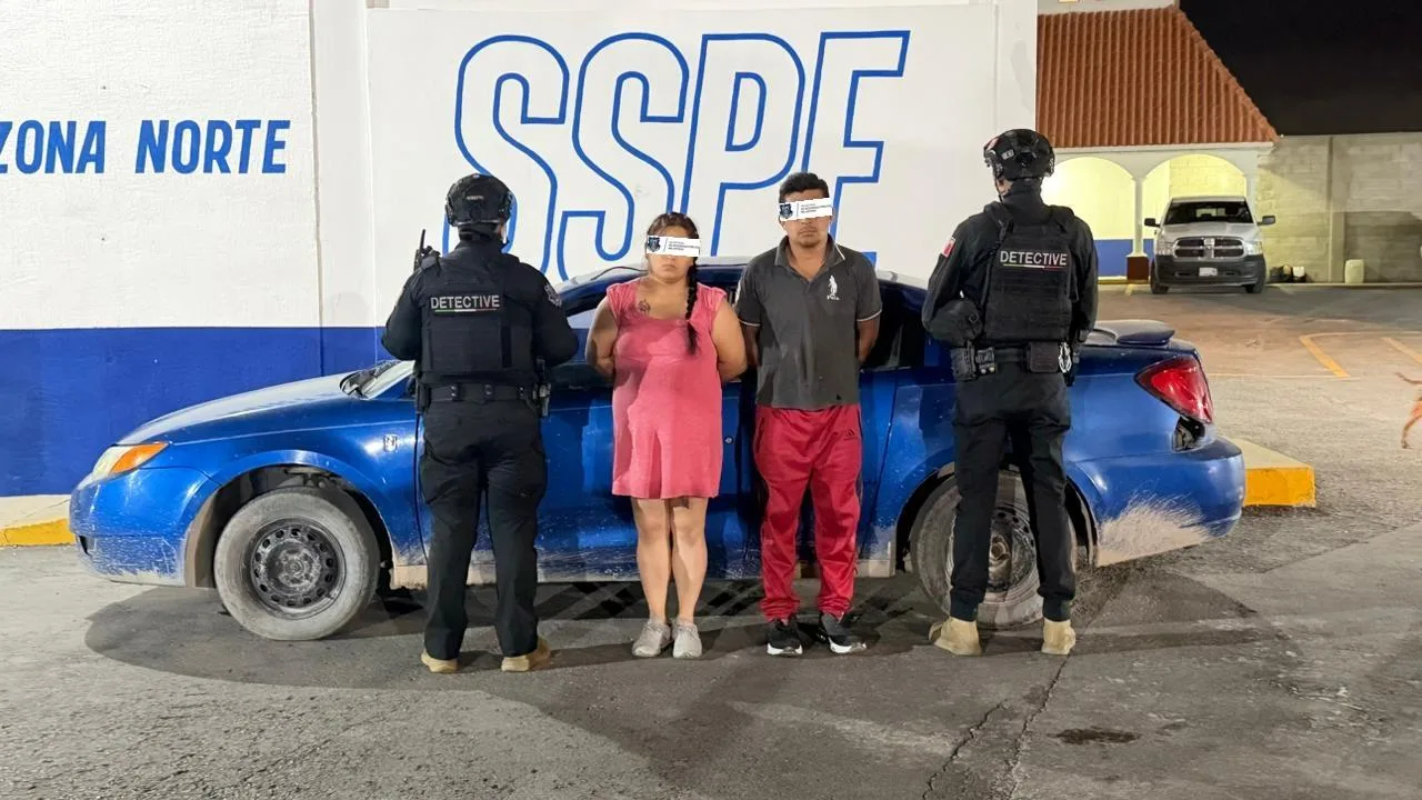 SSPE detiene en Ciudad Juárez a pareja vinculada con homicidio y asegura droga y vehículo