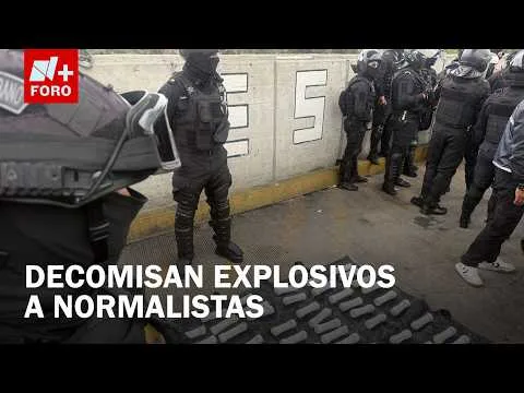 Autoridades aseguran presuntos explosivos en autobús de normalistas en la caseta de Tlalpan