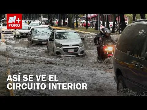 Intensas lluvias provocan tráfico pesado en Circuito Interior y Plutarco Elías Calles en CDMX