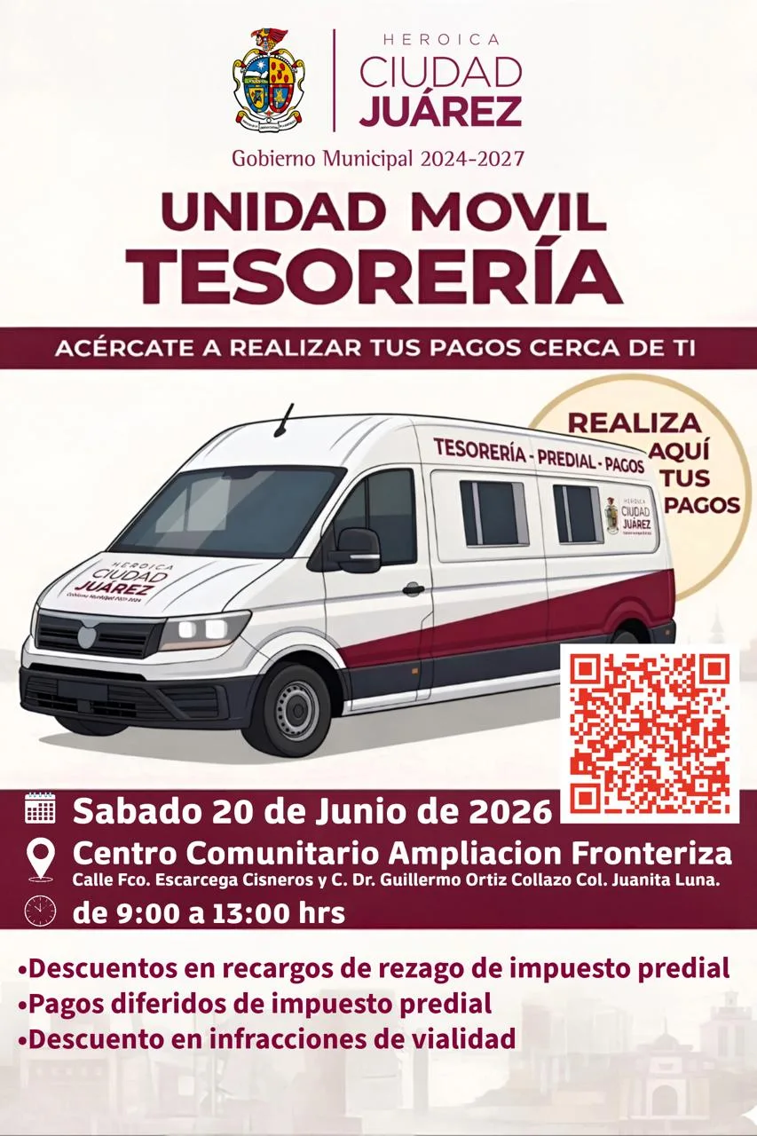 Tesorería Móvil ofrecerá servicios en Ampliación Fronteriza este sábado 20 de junio