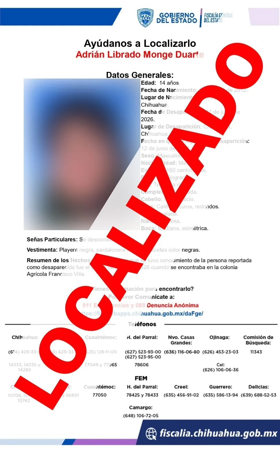 Localizan a dos adolescentes reportados como ausentes en la ciudad de Chihuahua