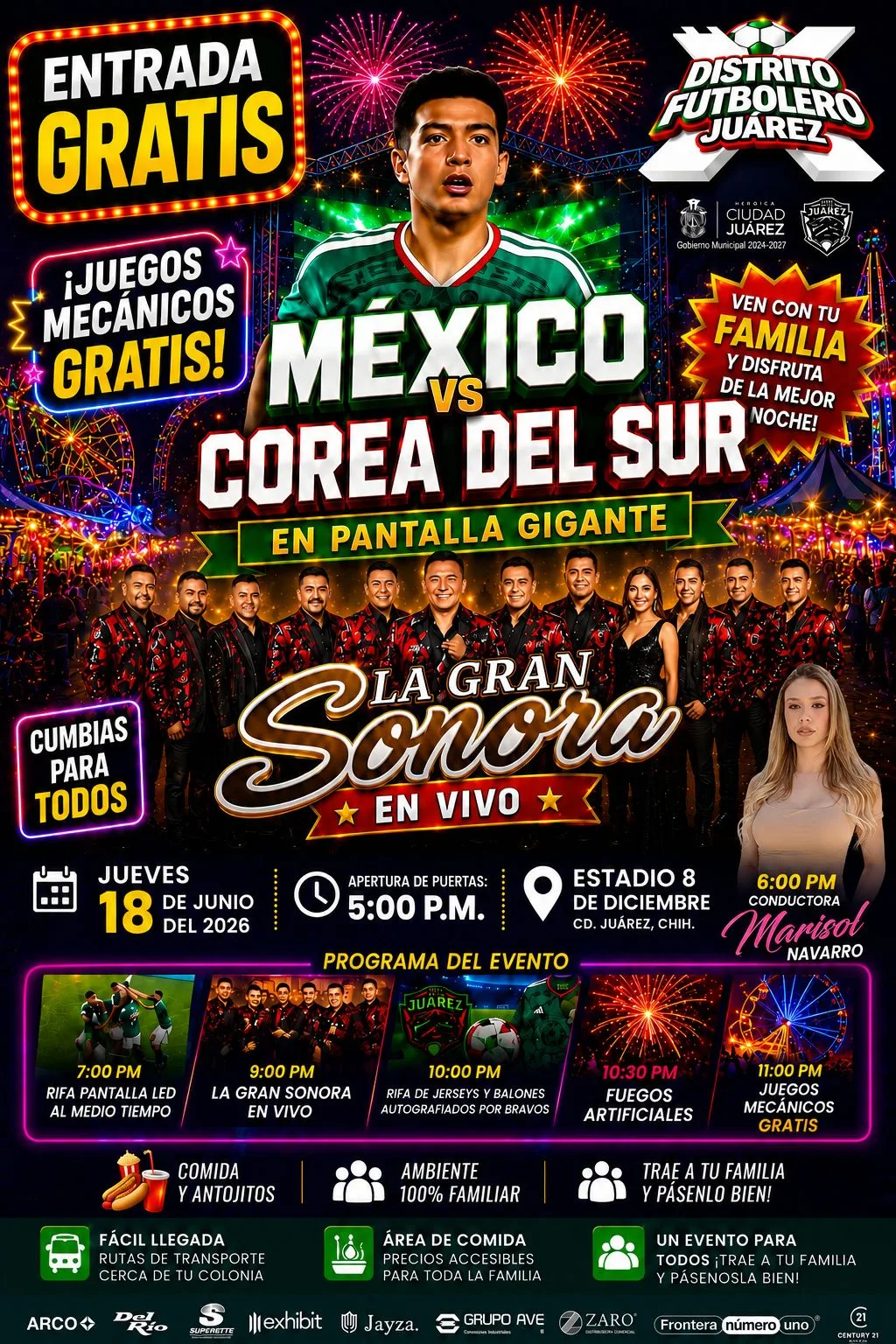 Distrito Futbolero Juárez transmitirá México vs Corea del Sur con actividades y música en vivo