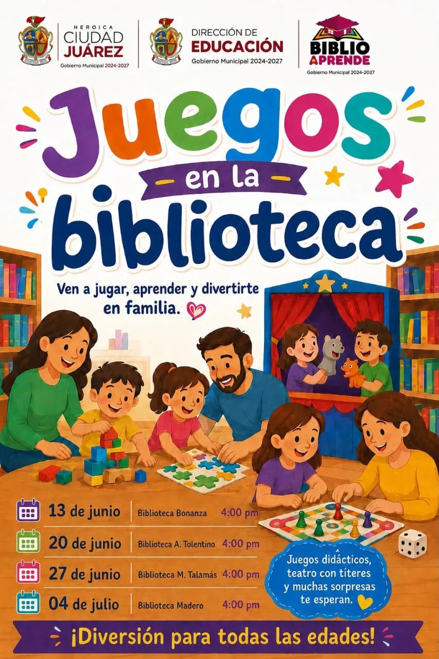 Juegos en la Biblioteca: Actividad familiar en Ciudad Juárez para fomentar lectura y convivencia