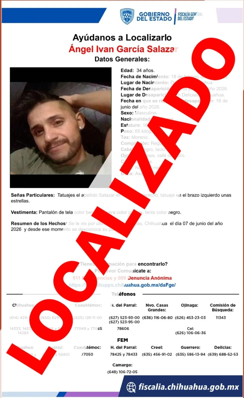 Localizan en Chihuahua a tres hombres con reporte de ausencia en Delicias, Meoqui y la capital